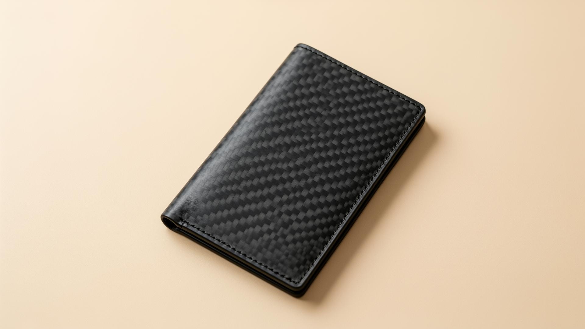 Cartera Cyber-Blitz de fibra de carbono sobre fondo claro